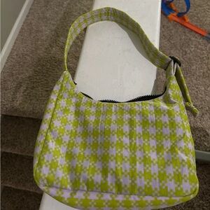 BAGGU Like New EUC mini nylon shoulder bag pistachio pixel gingham